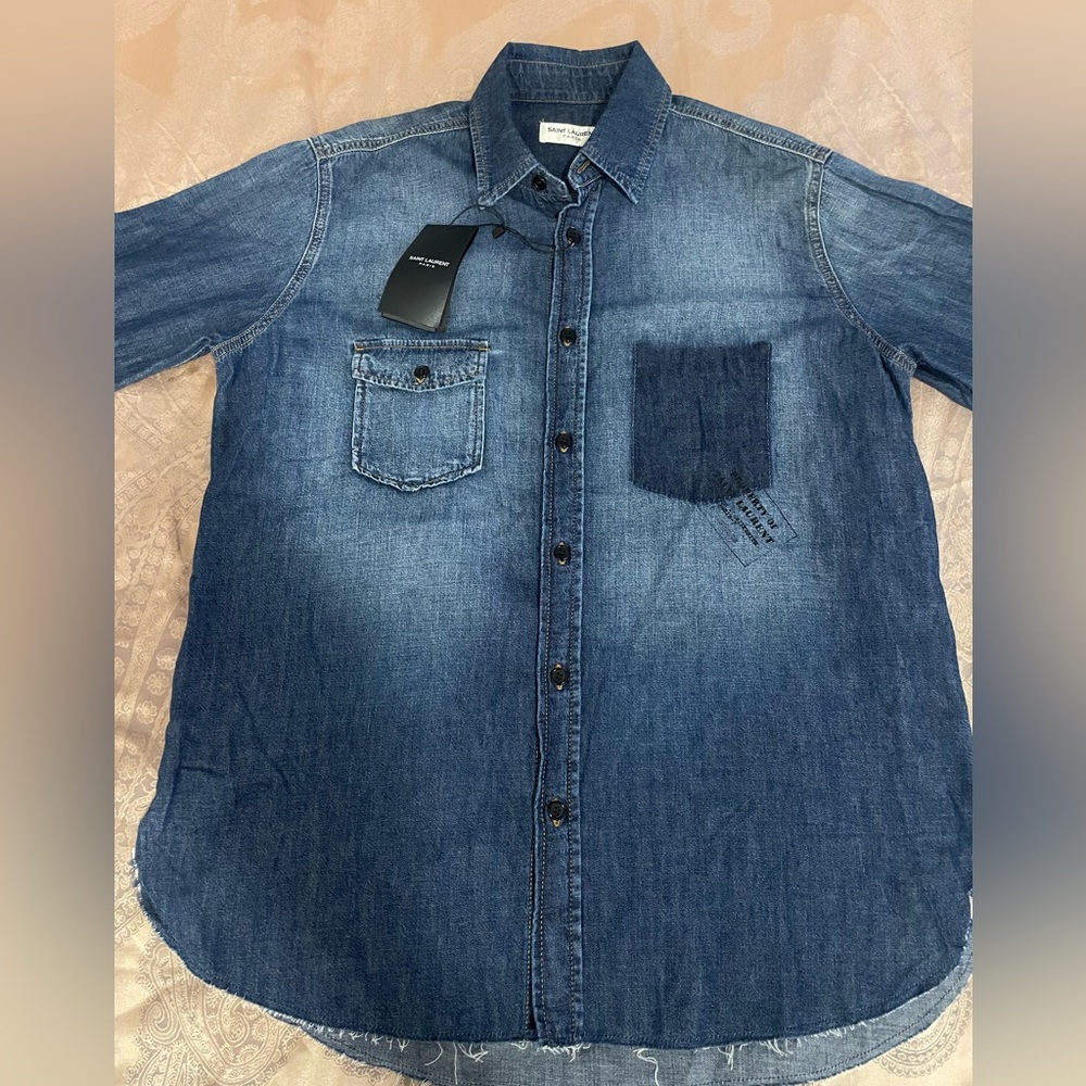 Saint Laurent Men's Denim Shirt Sz M